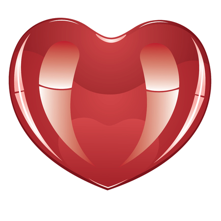 Red glossy heart icon, illustration on white background.のイラスト素材