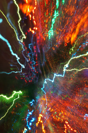 Optical zoom blurred light texture as colorful background.