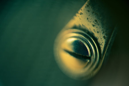 Extremely close up image of a vintage camera details, defocused background.の写真素材