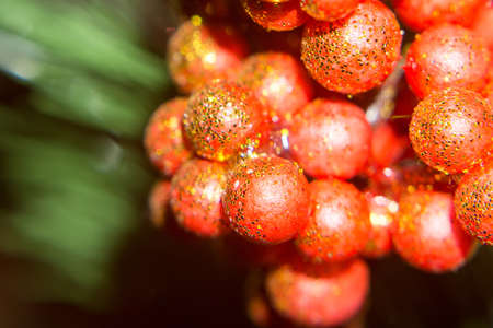 Macro photo of Christmas decorations, colorful holiday background .の写真素材