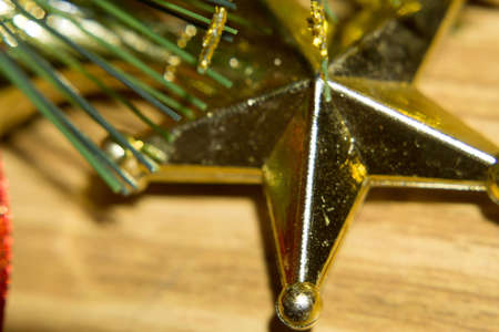 Macro photo of Christmas decorations, colorful holiday background .の写真素材