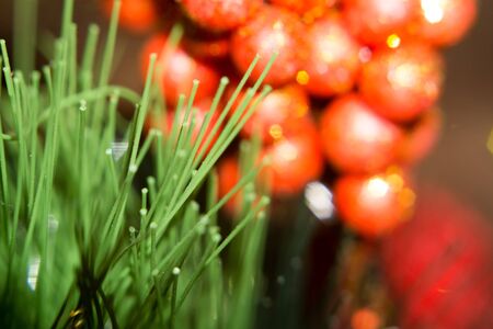 Macro photo of Christmas decorations, colorful holiday background .の写真素材