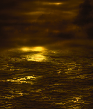 Fantastic magical seascape illustration with dreamy light effects.の写真素材