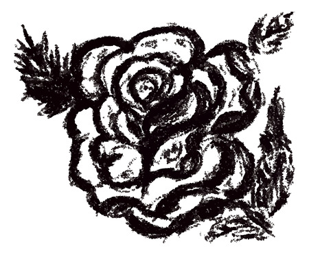 Grunge decorative sketch of a rose with leaves.のイラスト素材