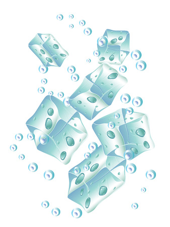 Set of opaque ice cubes on white background.のイラスト素材