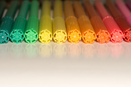 Multicolor felt tip pens macro as abstract background.
