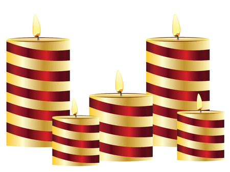 Set of lit candles in different sizes.のイラスト素材