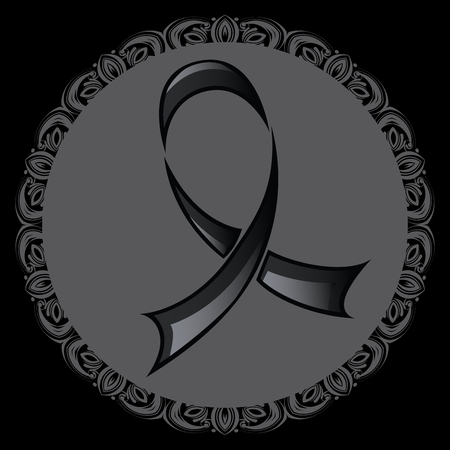 Stylized black ribbon, mourning and melanoma symbol.のイラスト素材