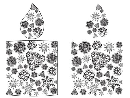 Decorative candle collected from abstract ornamental snowflakes.のイラスト素材