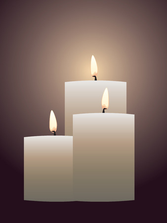 Lit candle illustration, candle flame in the dark.のイラスト素材