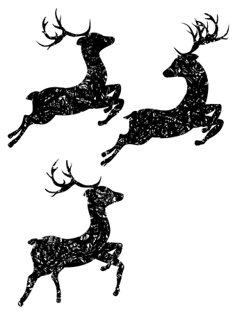 Celebration background with decorative ornamental deer silhouette.のイラスト素材