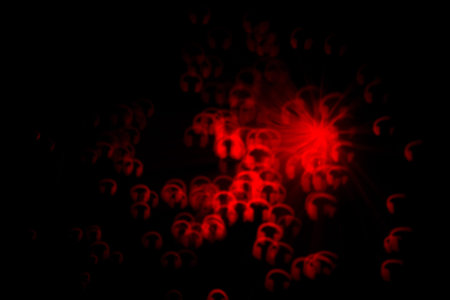 Defocused background with colorful bokeh in a shape of a headphonesの写真素材