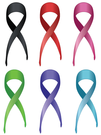 Set of abstract awareness ribbons in different colors.のイラスト素材