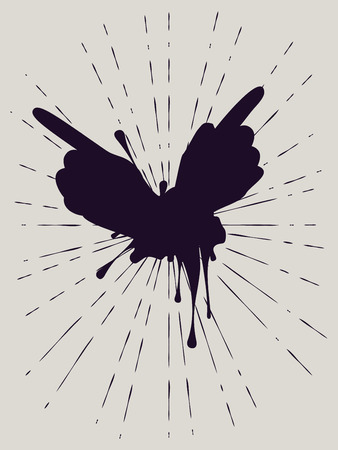 Cartoon human hands with gestures, grunge silhouette with splatters.のイラスト素材