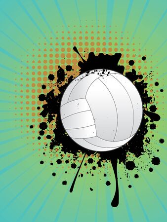 Retro rays and volleyball ball, sport background.の写真素材