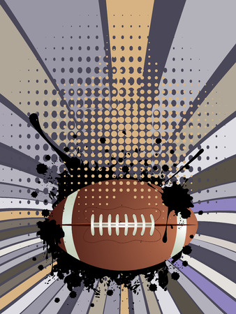 Retro rays and rugby ball, sport background.のイラスト素材