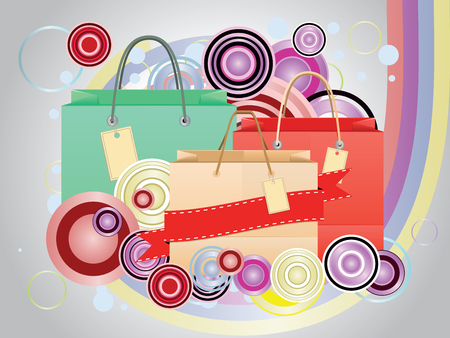 Empty paper shopping bag with tag design.のイラスト素材