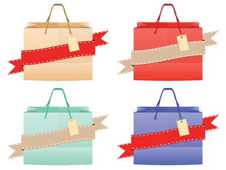 Empty paper shopping bag with tag design.のイラスト素材