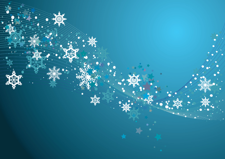 Abstract ornament with decorative snowflakes on blue background.のイラスト素材