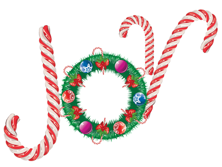 The word joy made out of sweet candy canes.のイラスト素材