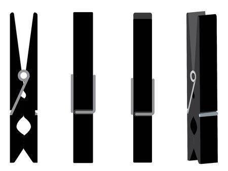 Collection of brown wooden clothespins, pegs illustration.のイラスト素材