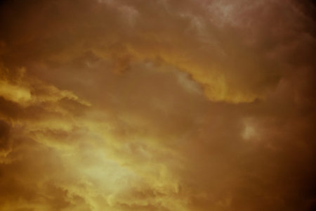 Dramatic stormy black sky clouds before rain, filtered natural background.