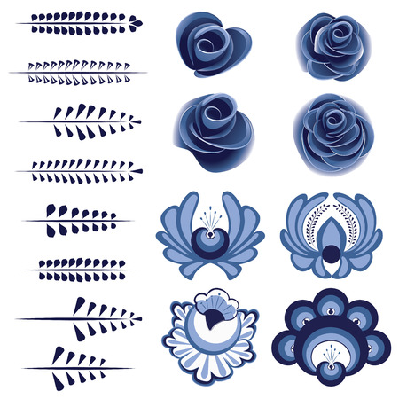 Vintage decorative floral ornament of blue color.のイラスト素材