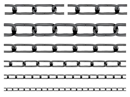 Metallic iron chains in different sizes background.のイラスト素材