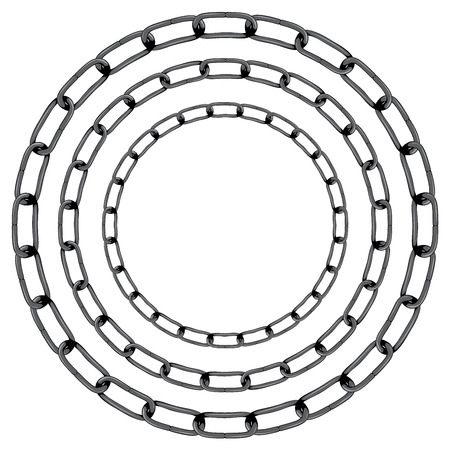Metallic iron chains in circular formation.のイラスト素材