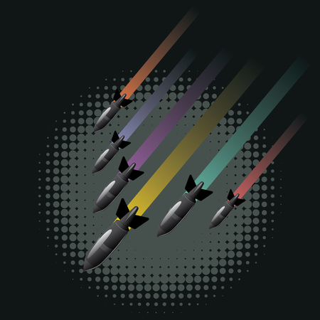 Set of cartoon air bomb silhouettes, abstract bomb design.のイラスト素材