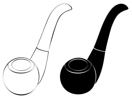 Cartoon vintage smoke pipe illustration on white background.のイラスト素材