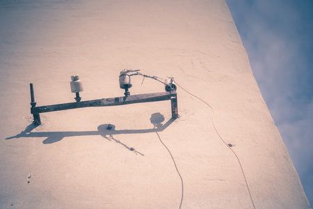 Old crumbling brick house, abandoned building vintage background.の写真素材