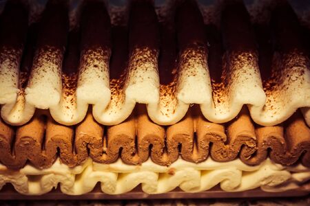 Tasty chocolate and vanilla ice cream sweet dessert.の写真素材