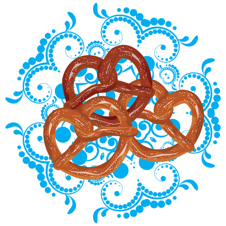 Delicious pretzel with topping cartoon food design.のイラスト素材