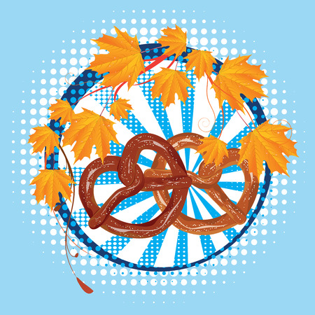 Delicious pretzel with topping cartoon food design.のイラスト素材