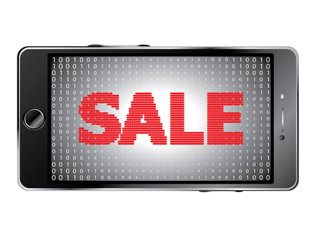 Sale text banner on screen, cyber monday themed illustration.のイラスト素材