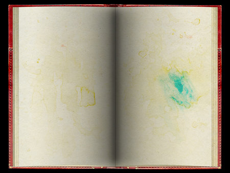 Top view of blank open notebook, book or journal, grunge background.