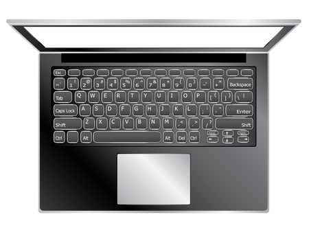 Notebook or laptop in black color illustration on white background.のイラスト素材