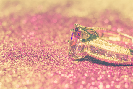 Fashion silver ring with purple zirconia, amethyst imitation, filtered.の写真素材