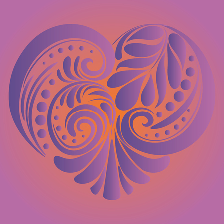 Decorative heart made of floral folk ornaments.のイラスト素材