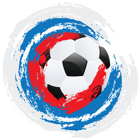 Soccer or Football ball and grunge colorful brush strokes design.のイラスト素材