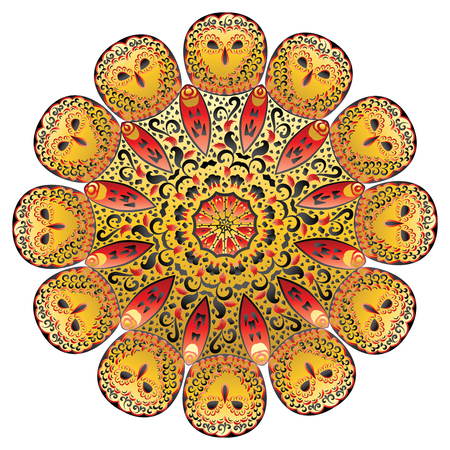 Stylized cartoon owl made with  floral ornament elements.のイラスト素材