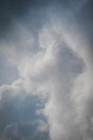 Heavy grey clouds in the sky before the rain.