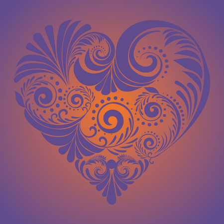 Decorative heart made of floral folk ornaments.のイラスト素材