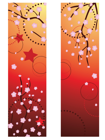 Spring themed banner with Sakura, cherry blossoms.のイラスト素材