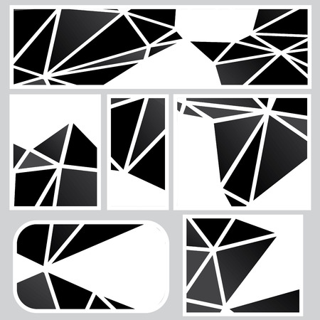 Set of dark polygonal geometric banners, abstract backgrounds.のイラスト素材