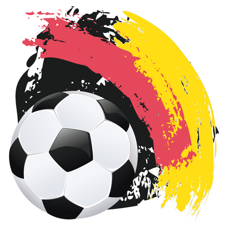 Soccer or Football ball and grunge colorful brush strokes design. Vector illustration.のイラスト素材