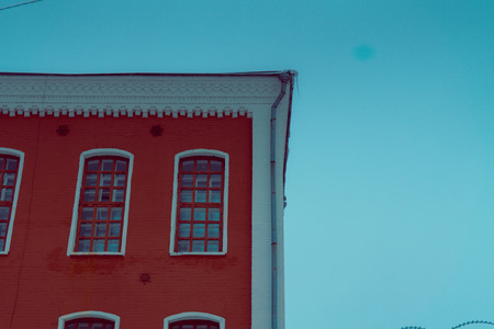 Vintage style windows of an old factory close up.の写真素材