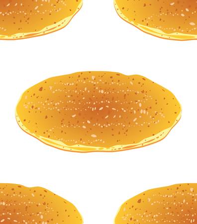 Cartoon tasty thick yellow pancakes, food illustration.のイラスト素材