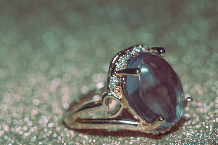 Fashion rose gold ring made of natural purple amethyst gemstone.の写真素材